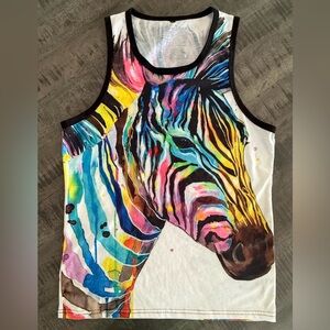 Multicolor Zebra Print Men's Tank Top